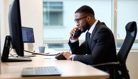 Desk worker using an office phone
