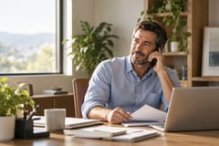 Insurance agent at a desk