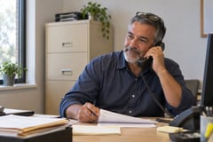 Professional reviewing a phone script