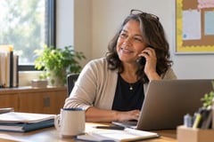 Administrator at a front office desk