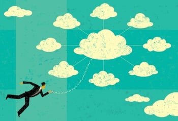 Animation of business man choosing between cloud communication providers