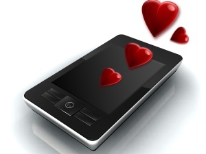 Enterprise mobile phone with hearts symbolizing infatuation