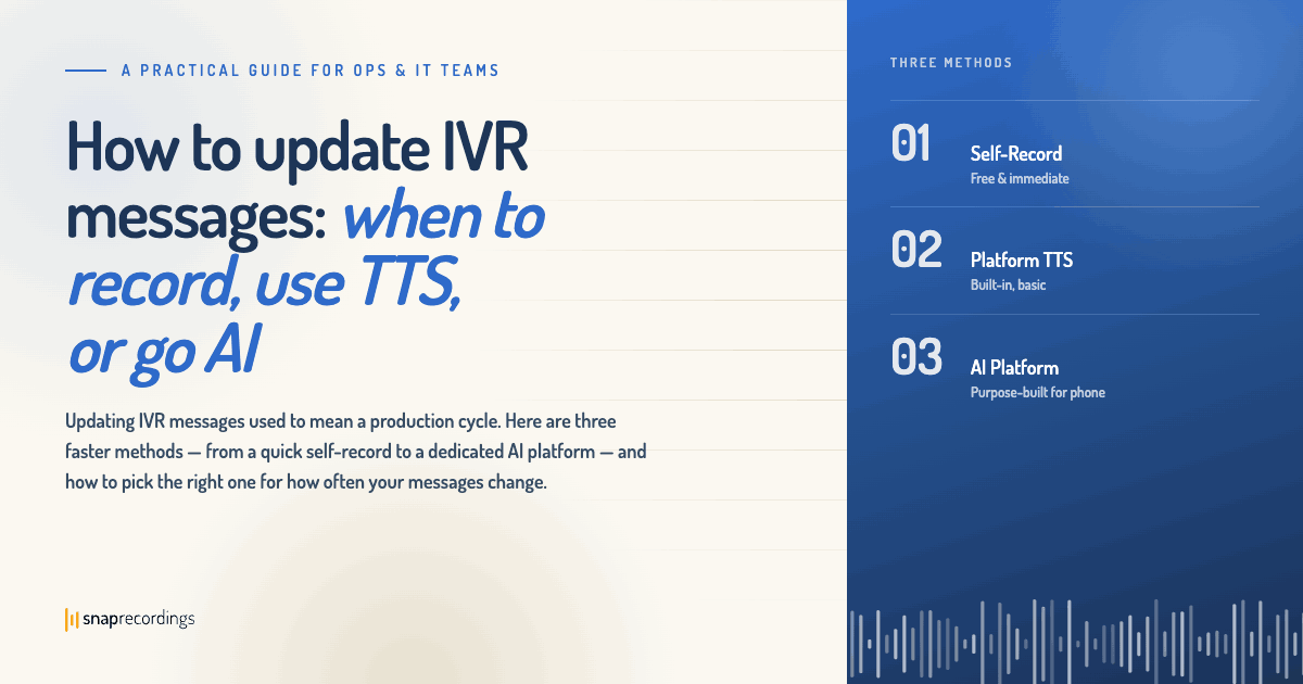 How to update IVR messages: when to record, use TTS, or go AI